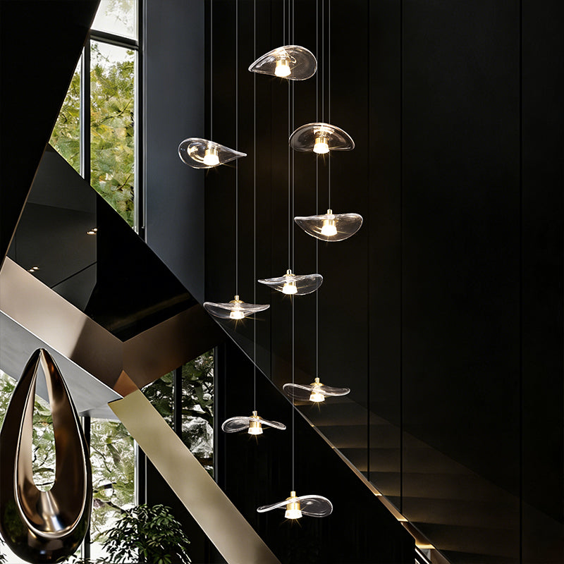 Stair Chandelier Luxury Nordic Minimalist Glass Staircase Chandelier Lighting Villa Staircase High Ceiling Chandelier
