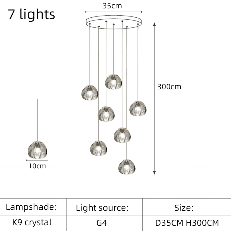Modern Crystal Chandelier Loft Pendant Light