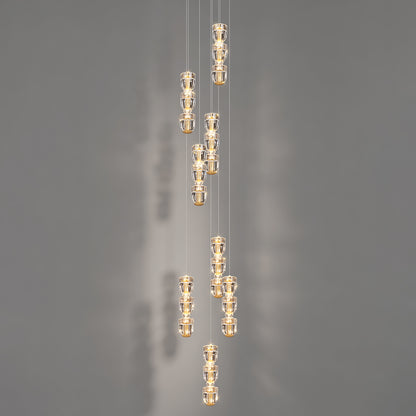 Modern Crystal Stair Loft Duplex Chandelier