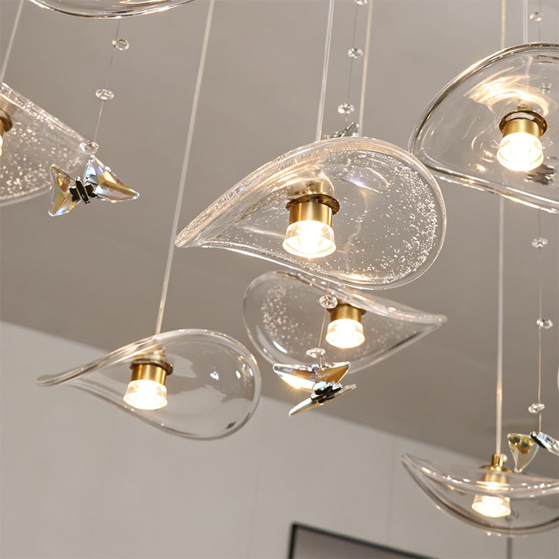 Restaurant Pendant Light Modern Villa Loft Chandelier Designer Lotus Leaf Glass Ceiling Hanging Chandelier