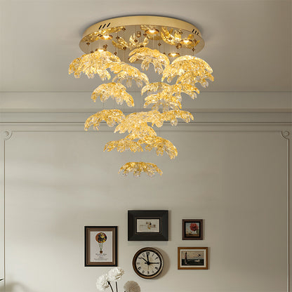 High End Art Glass Leaf Pendant Chandelier