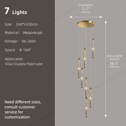 Modern High Long Staircase Chandelier