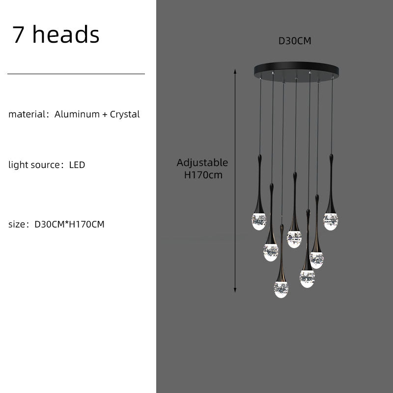 Staircase Long Villa Hote Luxury LED Chandelier