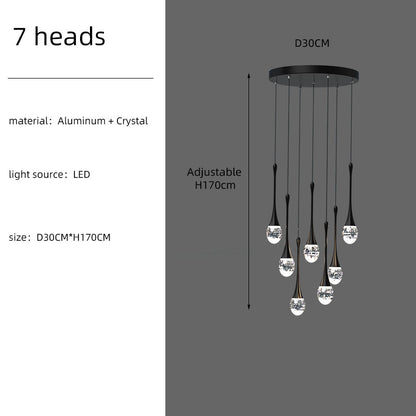 Staircase Long Villa Hote Luxury LED Chandelier