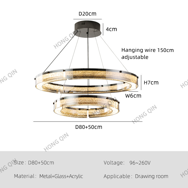 Modern Double Ring LED Suspension Chandelier