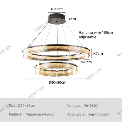 Modern Double Ring LED Suspension Chandelier