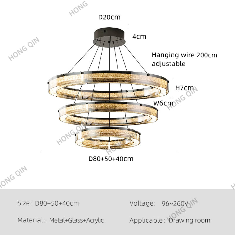 Modern Double Ring LED Suspension Chandelier