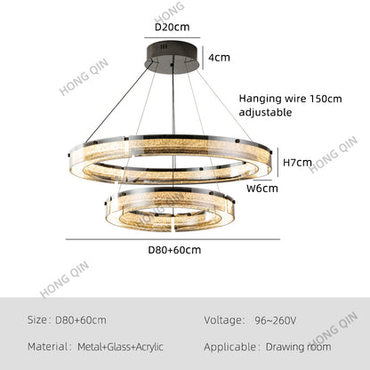 Modern Double Ring LED Suspension Chandelier