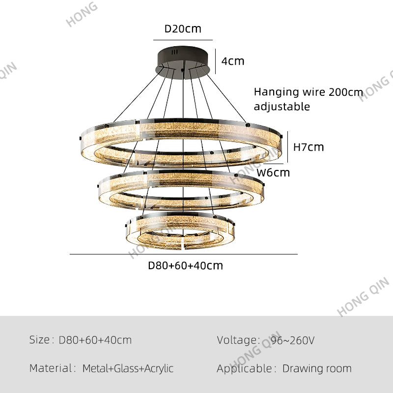 Modern Double Ring LED Suspension Chandelier