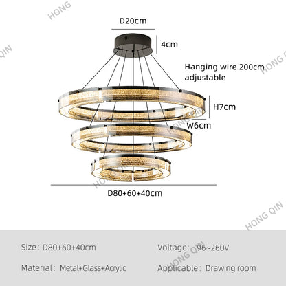 Modern Double Ring LED Suspension Chandelier