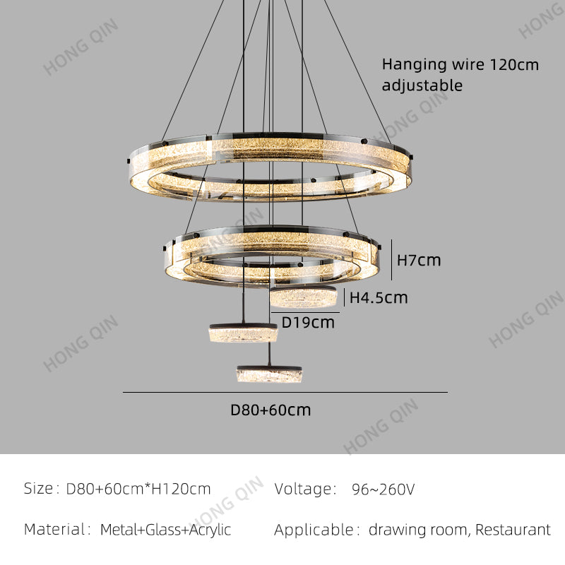 Luxury LED Ring Living Room Hanging Lamp