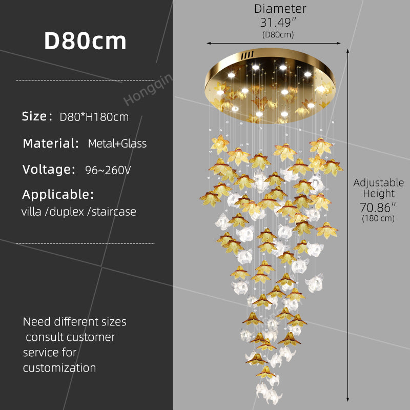 Dining Room Chandeliers Modern Villa Dining Table Island Pendant Lamp Creative Glass Flower Hanging Lamp