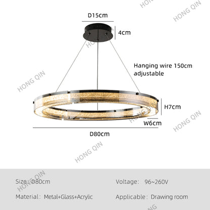 Modern Double Ring LED Suspension Chandelier