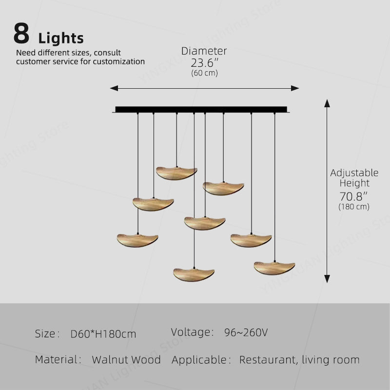 Wabi Sabi Solid Wood Villa Duplex Staircase Restaurant Chandelier