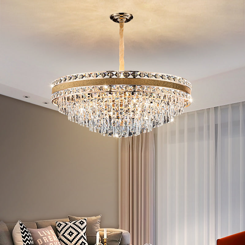 Modern Luxury Gold Iron Crystal Chandelier