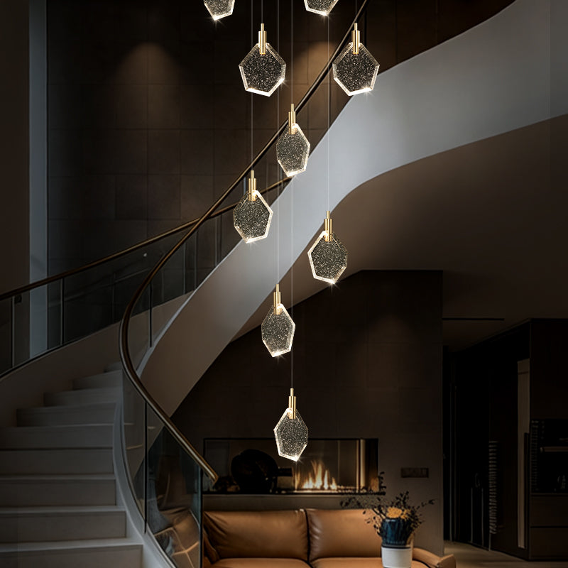 Modern Crystal Stair Suspended Villa LED Stair Pendant Light