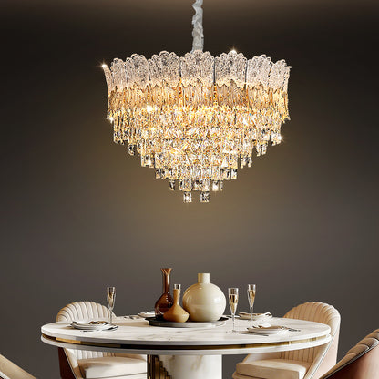 Modern Luxury Gold Iron Crystal Living Room Hanging Lamp