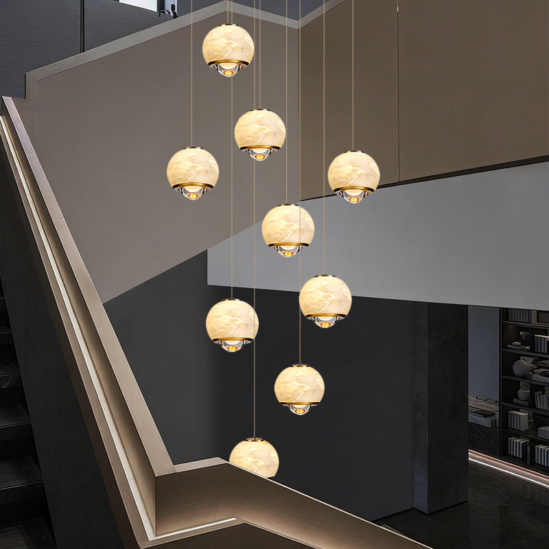 Staircase Pendant Light Lustre Minimalist Duplex Loft Marble Chandelier Villa High Ceiling Hanging Lamp Long Stair Chandelier