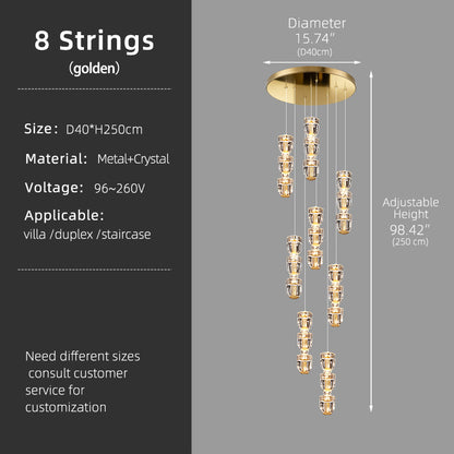 Modern Crystal Stair Loft Duplex Chandelier