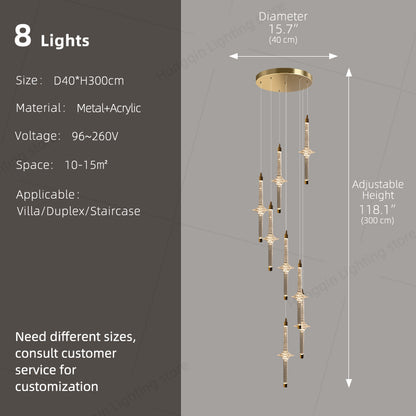 Modern High Long Staircase Chandelier