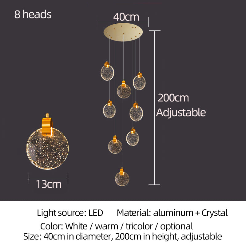 Modern Luxury Staircase Crystal Raindrop Pendant Light