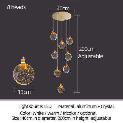 Modern Luxury Staircase Crystal Raindrop Pendant Light