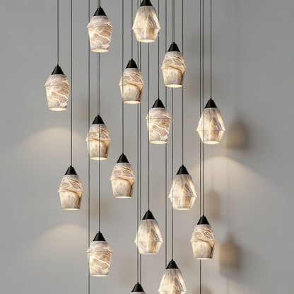 Stair Chandelier Nordic Minimalist Marble Hanging Lamp Sitting Room Villa Staircase Chandelier High Ceiling Pendant Light Lustre