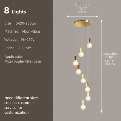 Modern Luxury Long Glass Stairs Chandelier