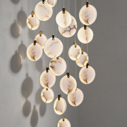 Luxury High Ceiling Hanging Lights Marble Pendant Light for Stair Lustre Sitting Room Villa Staircase Chandelier Lighting