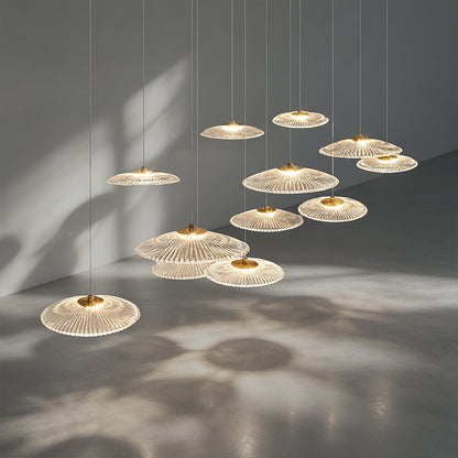 Modern Luxury Glass Chandelier Bar Kitchen Island Table Ripple Water Glass Pendant Lamp Art High Ceiling Hanging Lights