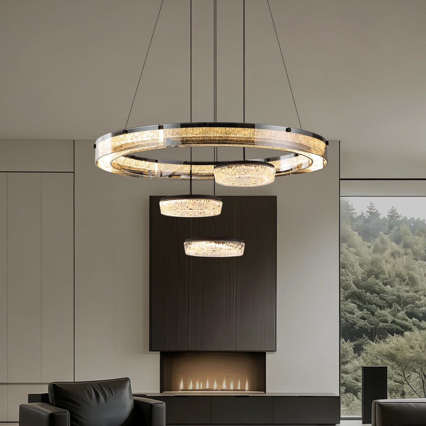 Luxury LED Ring Living Room Hanging Lamp