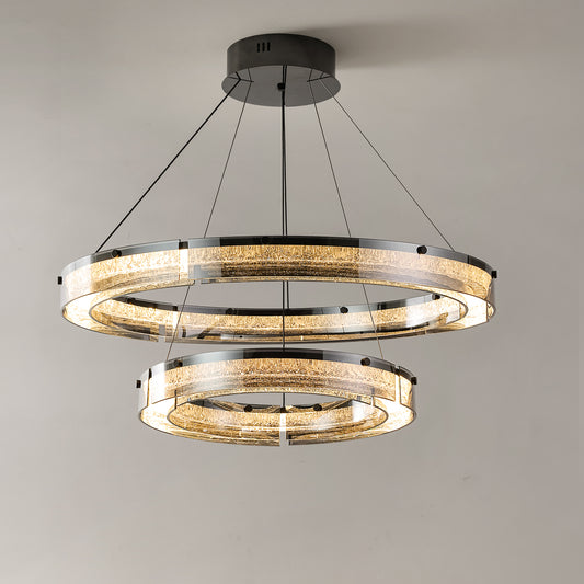 Modern Double Ring LED Suspension Chandelier
