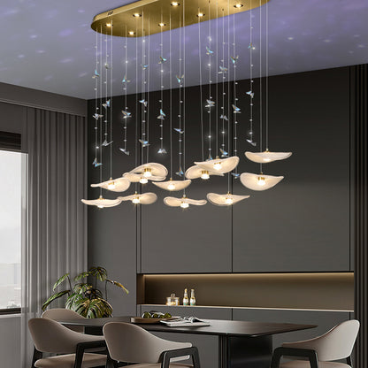 Dining Room Chandeliers Modern Villa Restaurant Bar Counter Kitchen Island Pendant Lamp Designer Lotus Leaf Glass Hanging Lamp
