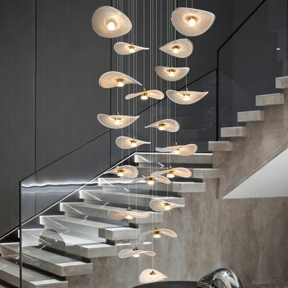 Modern Staircase High Ceiling Chandelier Rotating Glass Chandelier Light Villa Duplex Loft Hanging Lamp