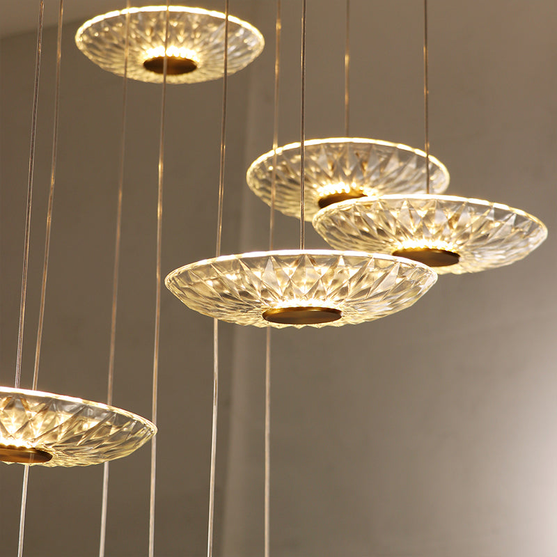 Luxury Glass Long Duplex Attic Stair Chandelier