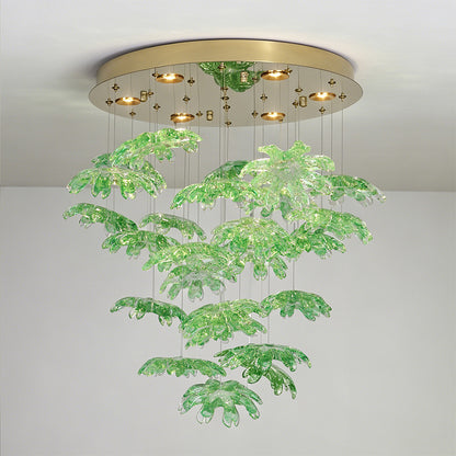 Modern Green Leaf Glass living room Chandelier