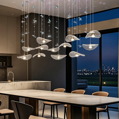 Restaurant Pendant Light Modern Luxury Dining Table bar Counter Kitchen Lotus Leaf Design Artistic Pendant Light Above