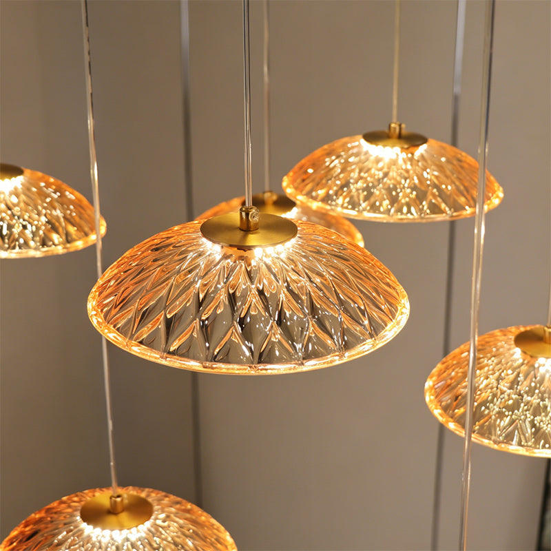 Luxury Ripple Water Glass Chandelier Living Room Kitchen High Ceiling Hanging Lights Art Dining Room Island Bar Pendant Lamp