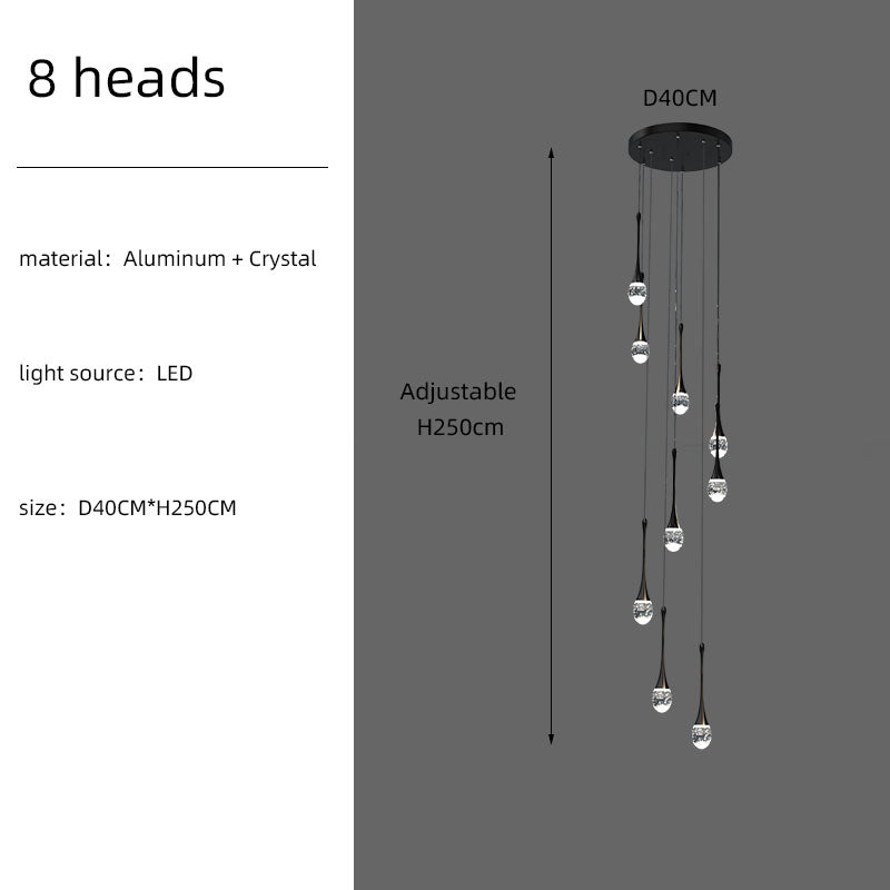 Staircase Long Villa Hote Luxury LED Chandelier
