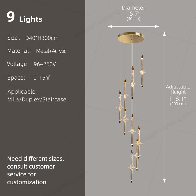 Modern High Long Staircase Chandelier