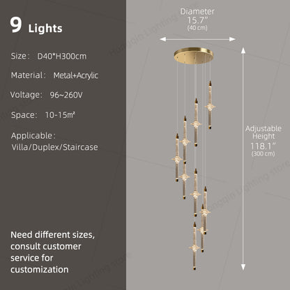 Modern High Long Staircase Chandelier
