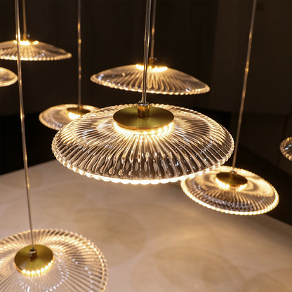 Modern Luxury Glass Chandelier Bar Kitchen Island Table Ripple Water Glass Pendant Lamp Art High Ceiling Hanging Lights