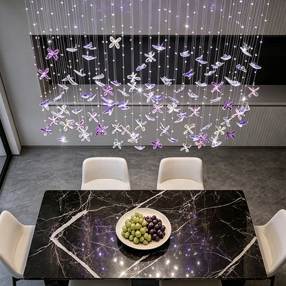 Chandelier Over the Dining Table Kitchen Island Pendant Light Dining Room Butterfly Design Chandelier Crystal Hanging Lamp