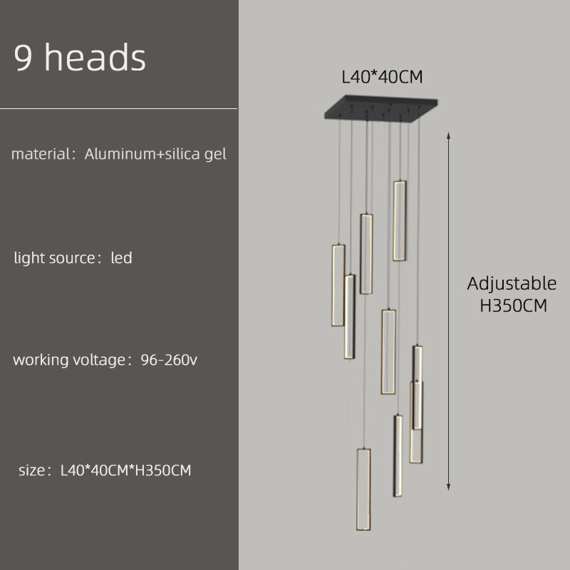 Luxury LED Staircase Attic Villa Stair Chandelier