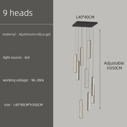 Luxury LED Staircase Attic Villa Stair Chandelier