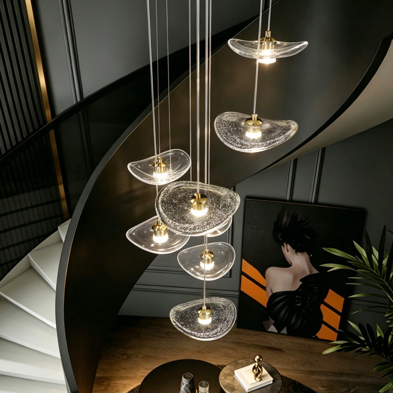 Staircase Duplex Loft Pendant Light Rotating Staircase Light Glass Pendants Lighting Modern Ceiling Chandelier