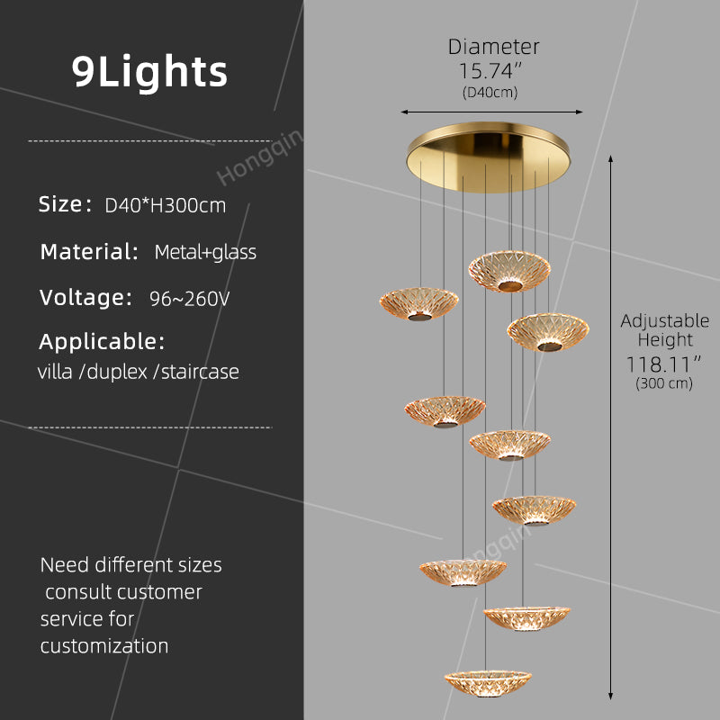 Modern LED Stair Designer Glass Pendant Light