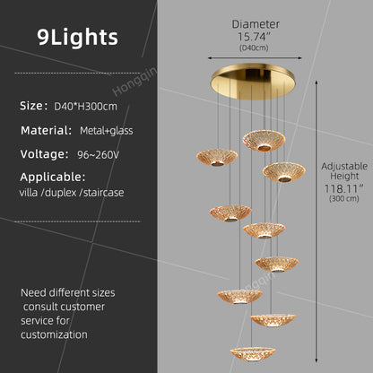 Modern LED Stair Designer Glass Pendant Light