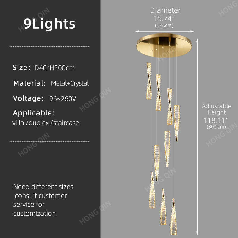Luxury Spiral Staircase Crystal Chandelier