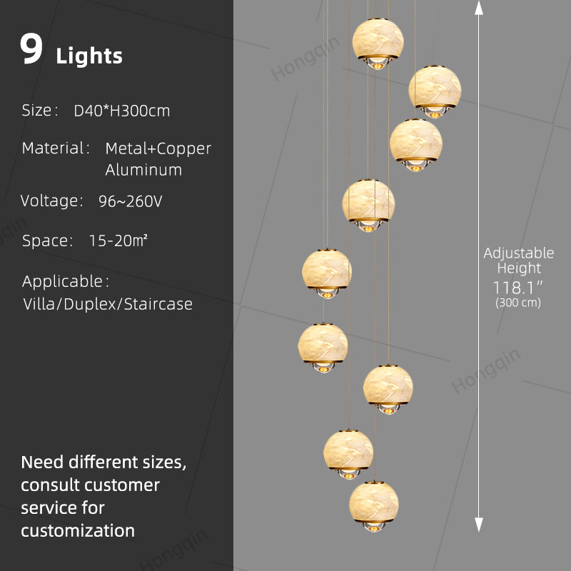 Staircase Pendant Light Lustre Minimalist Duplex Loft Marble Chandelier Villa High Ceiling Hanging Lamp Long Stair Chandelier